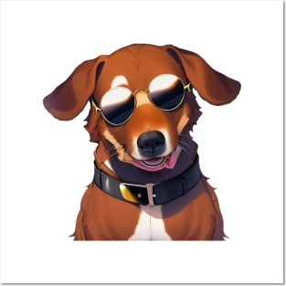 Cool Dog Wearing Sunglasses Sticker Posters and Art